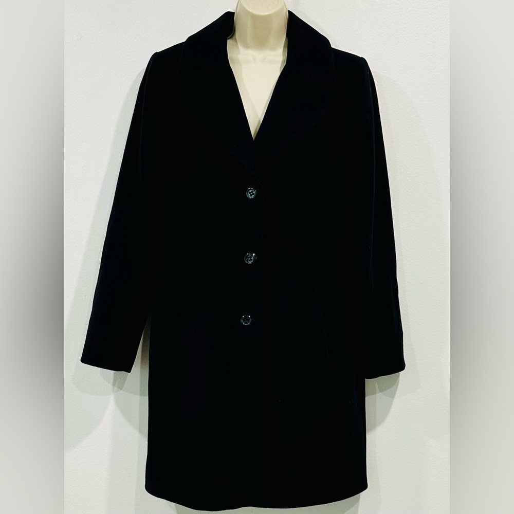 George Simonton 100% Lambswool Classic Black Trench Coat